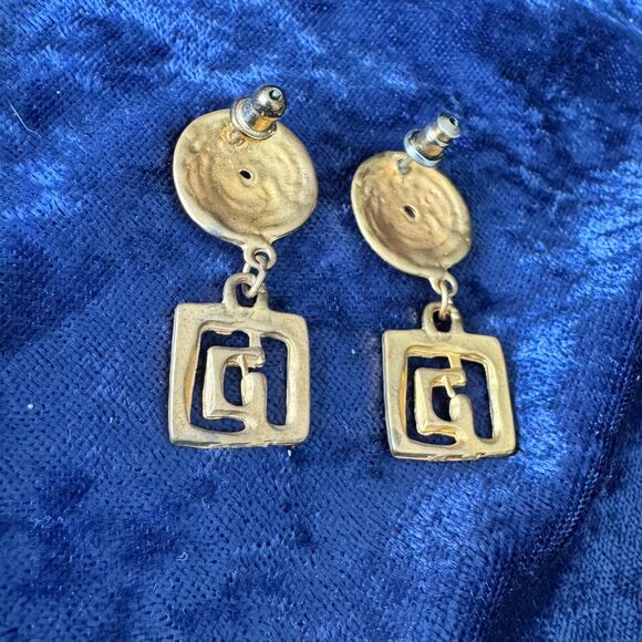 2/$150 Paco Rabanne Gold Stamped Metal Earrings - Picture 2 of 5